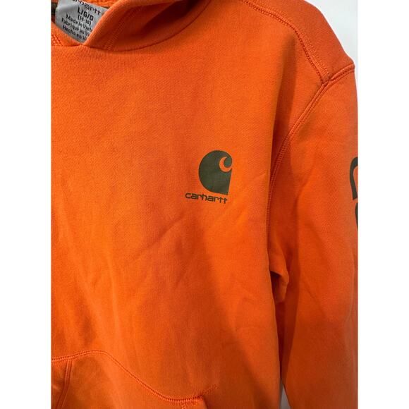 Carhartt Boys' Long-Sleeve Graphic Hoodie Sweatshirt Orange Size Large (14-16) - Picture 2 of 6